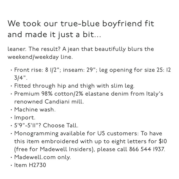 Madewell The Slim Boyjean Raw Hem Edition Creston Wash Size 32 - Picture 13 of 13